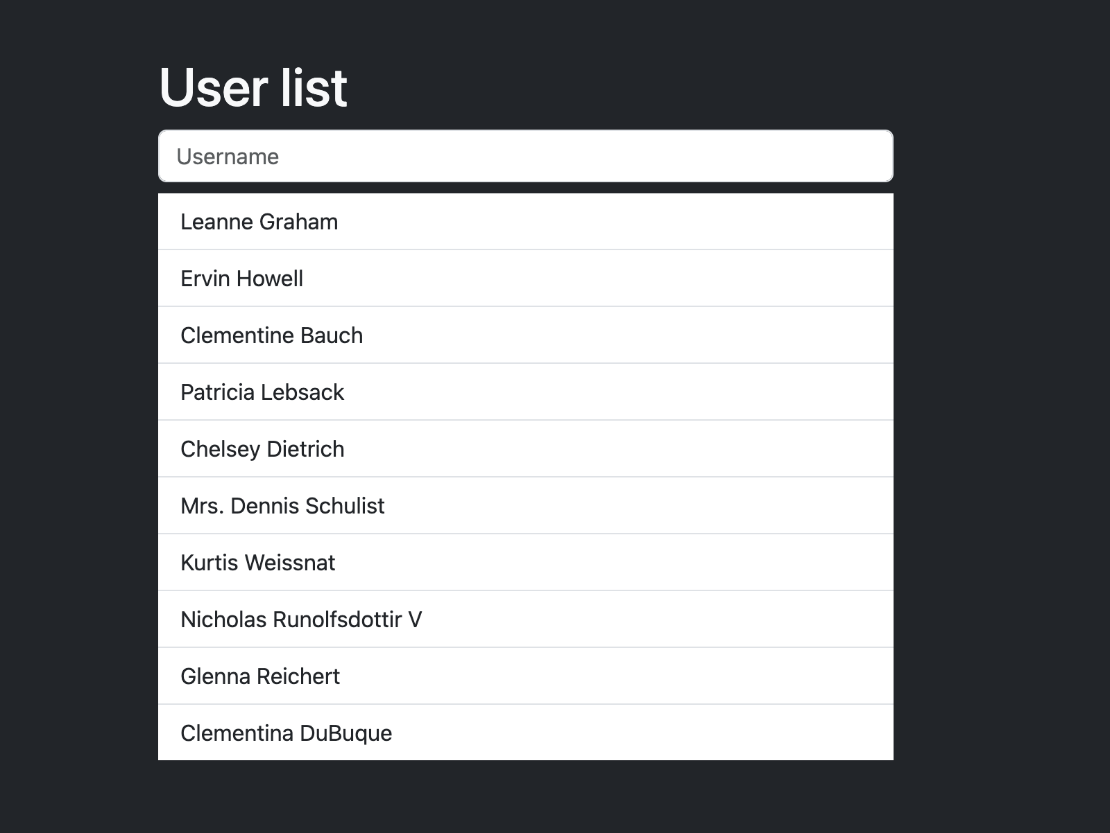 User List Preview